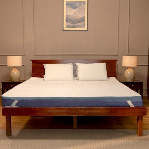 Image of UrbanBed Super Soft Foam King Size Mattress Topper | Hypersoft Foam With Pincore Hole For Air Flow | Ultrafresh Treated Cotton Waterproof Cover | 5 Years Warranty (75 inch X 72 inch X 2 inch) -White & Teal