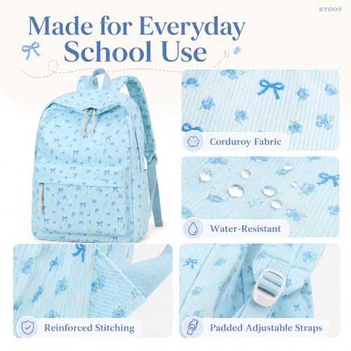 Image of BTOOP School Backpack for Teens Large Cute Bookbag Lightweight 15.6 inch Laptop Bag for Girls Women Casual High School College