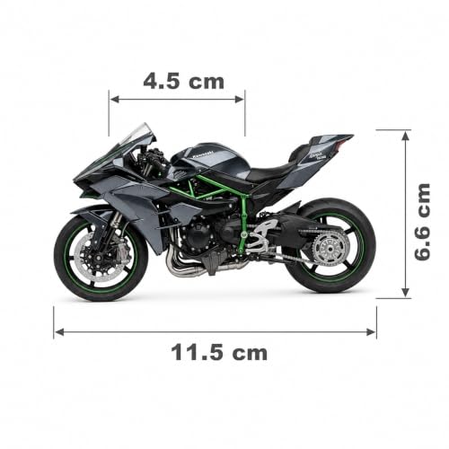 Image of Wizplex MSZ Kawasaki Ninja H2R 1:18 Scale Officially Licensed Die Cast Metal Bike - Hyperbike Model with Steerable Wheel, Rear Suspension & Kickstand, Collectible Showpiece for Kids 6+ & Enthusiasts