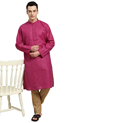 Image of SOJANYA Pastel Green Cotton Blend Kurta with Contrast Button Detailing