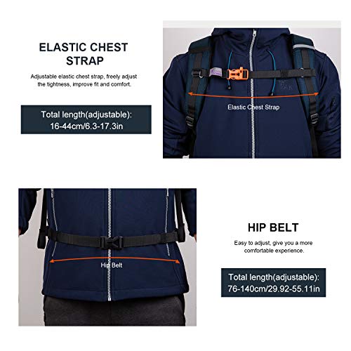 Foto von MOUNTAINTOP 35L Wanderrucksack Herren Damen Reiserucksack Trekkingrucksack Leicht Outdoor Camping Rucksäcke Tagesrucksack mit Regenschutz (02 Saphir Blau-35L)