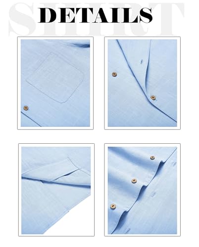 Image of Zombom Men's Cotton Blend Shirt with Full Sleeves Solid Pattern Cuban Collar Neck Line Regular Fit and Standard Length | Solid Shirt for Man Cotton | Shirts for Mans