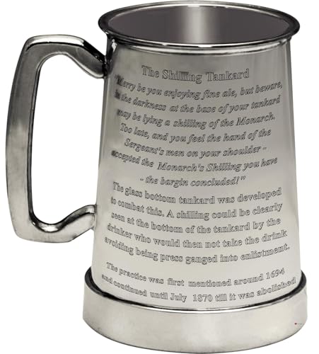 I LUV LTD King's Shilling 1 Pint Tankard – Handmade English Pewter with Glass Bottom and C-Shaped Handle with Custom Engraved Text