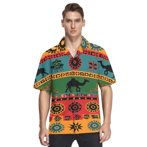 Chemise Hawaïenne Homme Chameaux Colorés à Manches Courtes