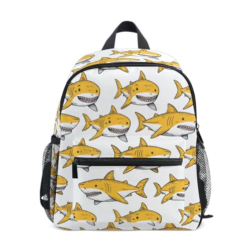ALAZA Yellow Shark Fish White Toddler Backpack Kid's School Bag Preschool Kindergarten Elementary School for Boys Girls