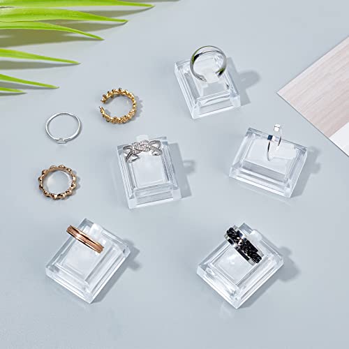 SUNNYCLUE 8Pcs Acrylic Ring Display Holder Clear Plastic Transparent Square Storage Stands Displays Showcase Organizer for Jewelry Towers Weddings Rings Men Women Trade shows Stores - Image 4