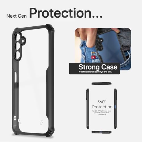 Image of Pikkme Back Cover | Crystal Clear Transparent Back | Ultra Hyrbid | Full Camera Protection | Raised Edge | Bumper Back Case for Samsung Galaxy F15 5G / M15 5G / M15 Prime 5G (Black)