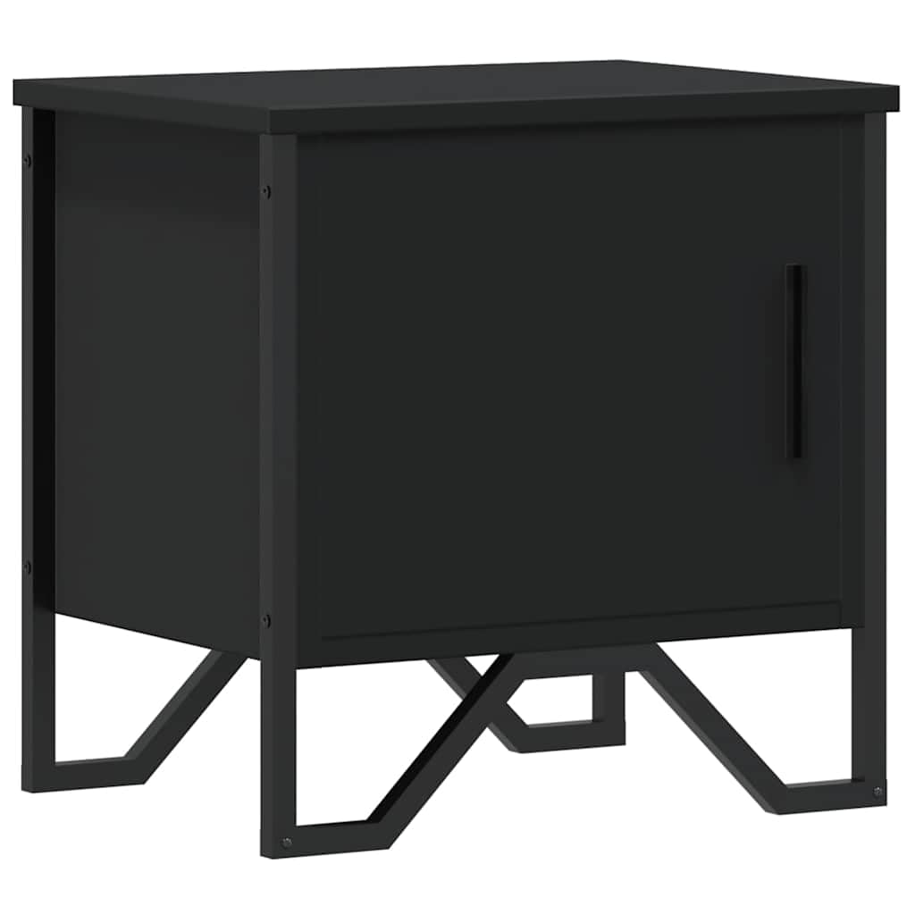 Table de nuit en bois d'ingénierie haut de gamme et métal noir