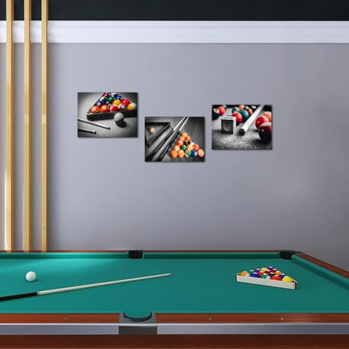 Canvbay 3 Pieces Wall Art Colorful Billiard Balls in Black White Pool Table Canvas Prints Snooker Shooting Pictures Leisure Sport Poster for Game Room Club Bar Home Decor by Canvbay - Used condition - Image 2