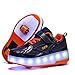 ZKHD Roller Skates Schuhe mit Rädern Mädchen Jungen LED leuchtet Trainer Doppel Wheels Gymnastik Skateboard Sneaker mit USB-Lade Schuhe,Blue-38