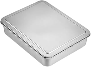 REENEW ステンレ角バット ステンレスバット 蓋付き 料理 大型 家用バット 調理器具 長方形 ステンレス鋼 業務用バット 天ぷら角型ステンレスバット 揚げ物 天ぷら キッチン 調理用バット 角バット 水切りバット 大容量 家庭用 (ステンレスカバー,43*29*6.5CM)