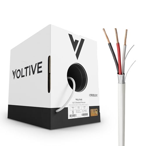 Voltive 18/3 Shielded Low Voltage Wire, Plenum CL3P, White, 500ft - 18AWG, 3 Conductors, Overall Shield, Stranded Bare Copper, UL Listed - V-1286-1