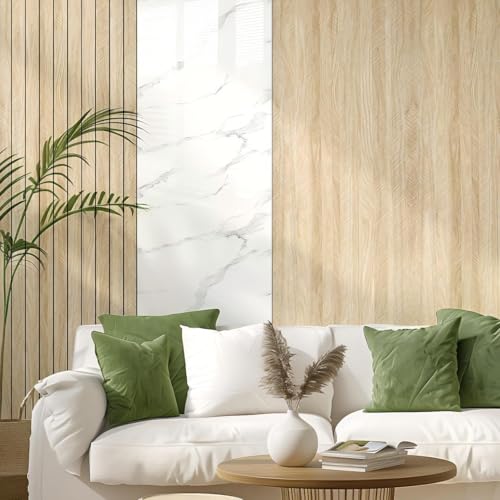 Chejiaye Wood Grain Peel and Stick 3D Wall Panel -23.6"x118"Soundproof Self-Adhesive Wall Sticker, Removable Thick PVC Slat Contact Paper for Kitchen Bedroom,Ceiling Wall Decoration (Log Color) by Chejiaye - Used condition - Image 3