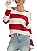 Sweaters for Womens Fall Winter Y2K Oversized Preppy Jumper Sweaters Lightweight Knit Color Block Pullover Sweater,Red White Stripe,M