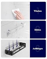 Kitsure Duschablage ohne Bohren - 2er-Pack, Duschregal ohne Bohren mit großer Kapazität, rostfreies wandmontiertes Badezimmer organizer, Selbstklebende Duschablage, 33.5 x 12.0 x 5.5 cm, Schwarz – Ansicht 6