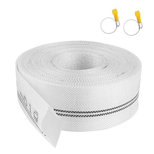 TINGTING Gewebeschlauch 1 1/4 Zoll Flachschlauch 32mm, Abriebfester 10m Weiß Wasserschlauch Flexibel Gewebeschlauch, Saugschlauch 1 1/4 Zoll Flachschlauch Für Gartenpumpe, Garten, Pool, Bau, Teich