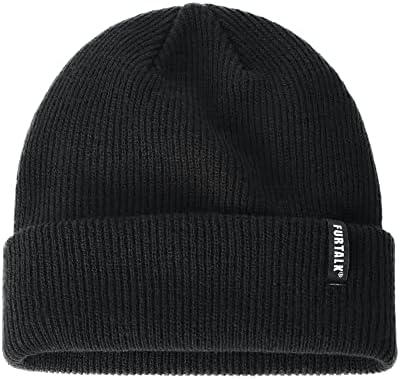 FURTALK Beanie Hat for Women Men Winter Hat Womens Cuffed Beanies Knit Skull Cap Warm Ski Hats Black