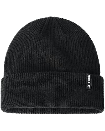 Furtalk Beanie Hat For Women Men Winter Hat Womens Cuffed Beanies Knit Skull Cap Warm Ski Hats Black #TOP9