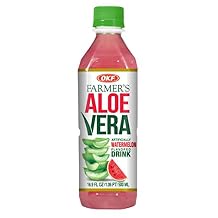 OKF Farmers Aloe Vera Drink, Watermelon, 16.9 Fluid Ounce Pack of 20