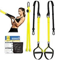 RHINOSPORT Schlingentrainer Sling Trainer Ganzkörpertraining, Schlingentrainer für zuhause, Krafttraining & Home Workout, Bodyweight Resistance Fitness Home Gym Equipment Indoor Outdoor (Gelb)