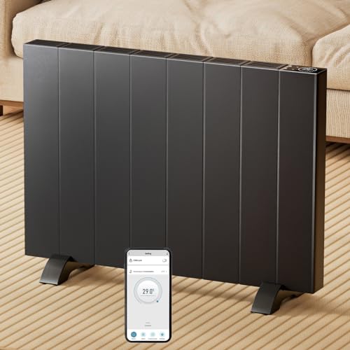 EMKE Elektroheizung Konvektor-Heizung Energiesparend Standgerät oder Wandmontag Anthrazit Elektroheizkörper 1500W mit LCD-Display, Wochenzeitschaltuhr, Anwendung Fernbedienung Heizung Elektrisch