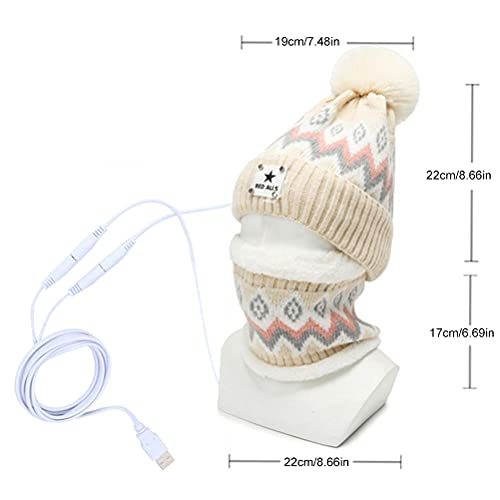 Conjunto gorro aquecido e aquecedor de pescoço, gorro aquecido elétrico USB gorro aquecido inverno g