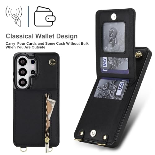 Ysnzaq Crossbody Wallet Case for Samsung Galaxy S26 Ultra Zipper Black by Ysnzaq - Used condition - Image 2