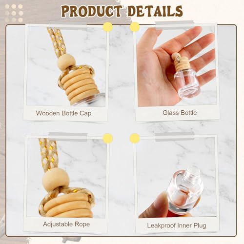Image of 100 Pcs Hanging Car Air Freshener Empty Car Hanging Perfume Diffuser Bottle Pendant Vials for Essential Oil Scent Fragrance Aromatherapy