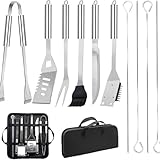 Grillbesteck-Set Teiliges - Edelstahl-Grillzubehör mit Grillgabeln und Grillzangen sowie einem tragbaren Grillkoffer - Professionelles multifunktionales BBQ Grillset für Männer Geschenk (10 PCS)