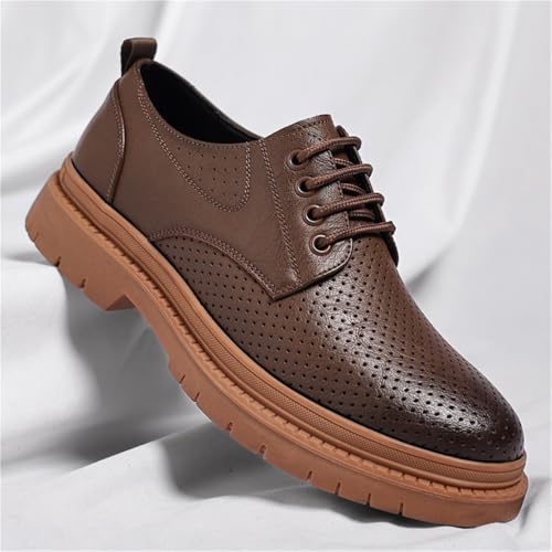 Men's Genuine Leather Chunky Sole Work Boots Business Casual Outdoor Oxfords Low Cut Comfortable Slip2