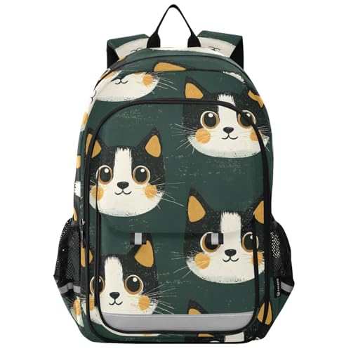 Sac à dos enfant chat vert parfait pour l'école et les sorties de vacances