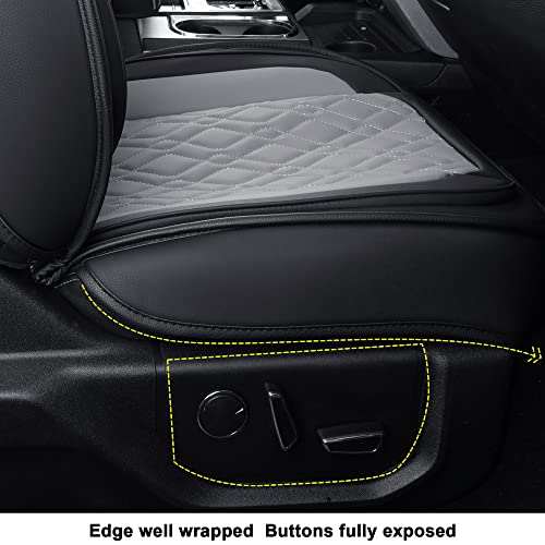 Image of LUCKYMAN CLUB F150 Front-Only Seat Covers J03-Q3 with Waterproof Faux Leather, Fit 2015-2025 Ford F150 and 2017-2025 F250 F350 F450 (Front only, Black-Gray)