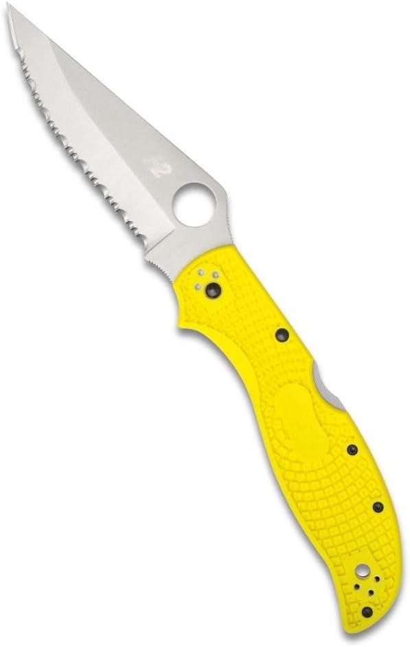 Spyderco Stretch 2 XL Lightweight Salt Folding Pocket Knife with 3" H-2 Steel Blade and FRN Handle - EDC Knife for Men and Women, Perfect for Hunting, Tactical, Camping - SpyderEdge - C258SYL