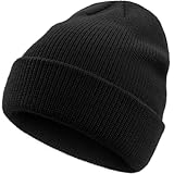 Beanie for Women Men Unisex Beanies Winter Thick Knit Soft Warm Hat Cosplay Halloween Party Costume (US, Alpha, One Size, Black)