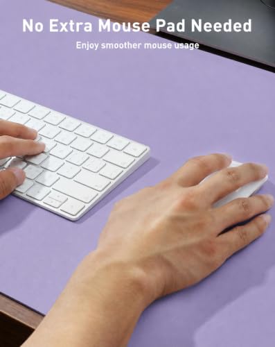Image of Aothia Faux Leather Desk Mat Mouse Pad, 42 inch x 17 inch, Light Purple