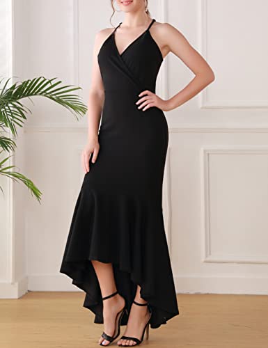 Aphratti Women’s Formal Dresses For Women Evening Party Sexy Long Cocktail Dress For Wedding Guest Solid Black Medium #TOP4
