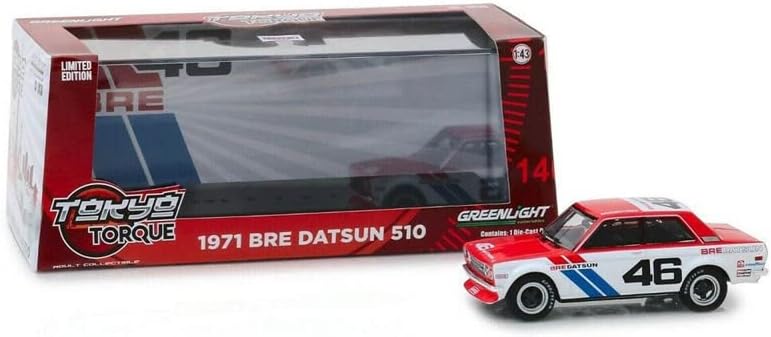 Miniatura 2 de Greenlight Tokyo Torque - 1971 Datsun 510 - NO.46 Brock Racing Enterprises (BRE) - John Morton Limited Edition 143 DIECAST Camión modelo