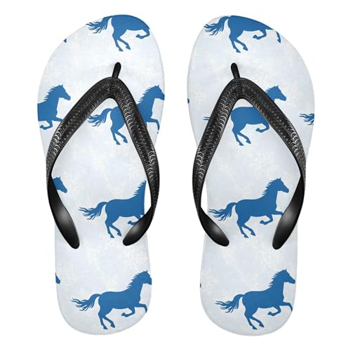 Burbuja Blue Horses Flip Flops for Women Men, Soft Thong Sandals Rubber Slippers for Pool Beach Essentials