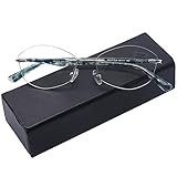 AQWANO Rimless Computer Reading Glasses Blue Light Blocking Women Readers UV400 Protect Clear Lens Ladies Fashion Designer Frame, 2.5