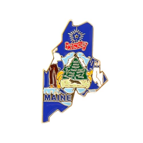 Image of State Shaped Map Lapel Metal Pin Enamel Brooch Keepsake Beautifully Designed for Backpack Hat