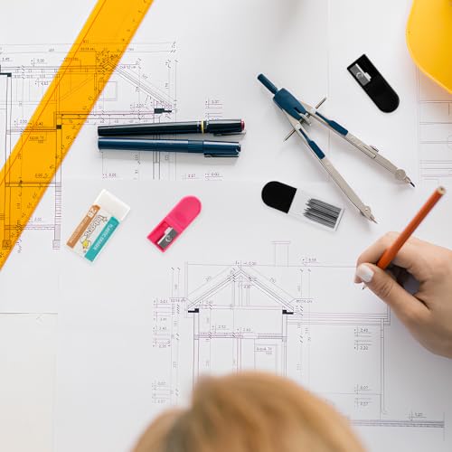 Lvjkes 100 Stück Zirkelminen Kit, 2B Zirkel Ersatzminen(2 mm Durchmesser) 2 cm Lang, Mit Radiergummim und Zirkelspitzer für Mathematische Zeichnungen, Holzbearbeitungsmarker, Kreatives Design, Style-1