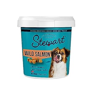 Stewart Freeze Dried Dog Treats, Wild Salmon, 2.75 oz Grain Free & Gluten Free, Resealable Tub, Single Ingredient, Training Treat in Beef Liver, Salmon, Chicken Liver & Chicken Breast 4, 14, 21 oz
