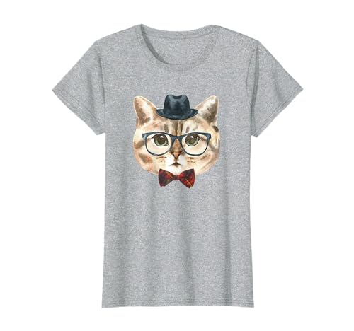 Vintage Cat With A Hat, Glasses n' Bow Tie T-Shirt