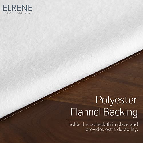 Elrene Home Fashions Camile Floral Damask-Scroll Water- and Stain-Resistant Vinyl Tablecloth with Flannel Backing, 60 Inches X 84 Inches, Oval, Blue