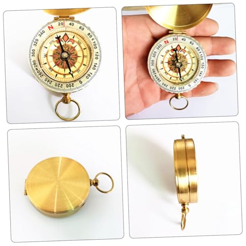 Brújula de bolsillo retro Cabilock de cobre para camping miniatura 4
