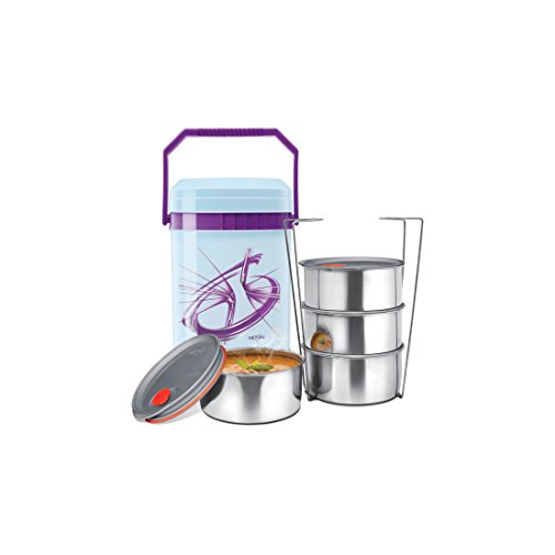 Image of Milton Mariner Deluxe 4 Plastic Leak Lock Tiffin Box Set, 5-Pieces, Purple