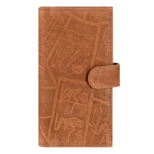 Image of Oak Leathers Checkbook Cover Slim Minimalist For Men with RFID Blocking Credit Card Holder Wallet (Egyptian Cognac)