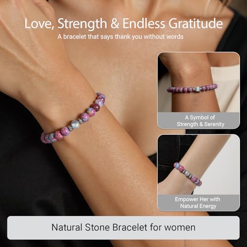 Gifts for Mom from Daughter, Son, Handmade Premium Bracelet with Elegant Message Card, Unique Birthday Gift for Her, Best Mom Christmas Present (Purple)3