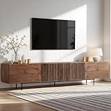 TFFCIC Walnut 180cm Long TV Stand Unit for 55 65 75 85 Inch TVs, Mid Century Wood TV Cabinet with Storage, Wide Media Unit for Living Room or Bedroom - Image 1