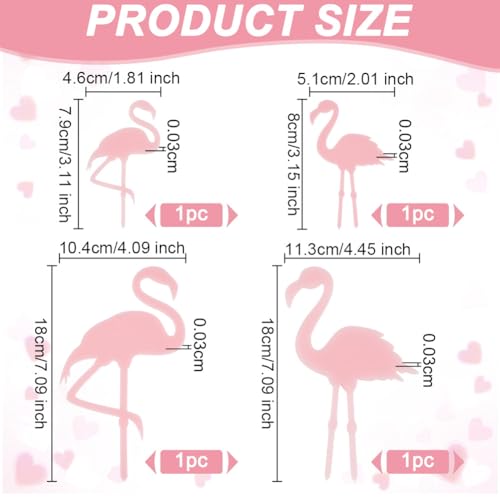 OLYCRAFT 4pcs 4-Style Acrylic Flamingo Plant Stakes Pink Miniature Garden Flamingo Figurines Flamingo Gradient Acrylic Flamingo Statue 7.9~18cm Length for Pot Garden Decorations - Image 2